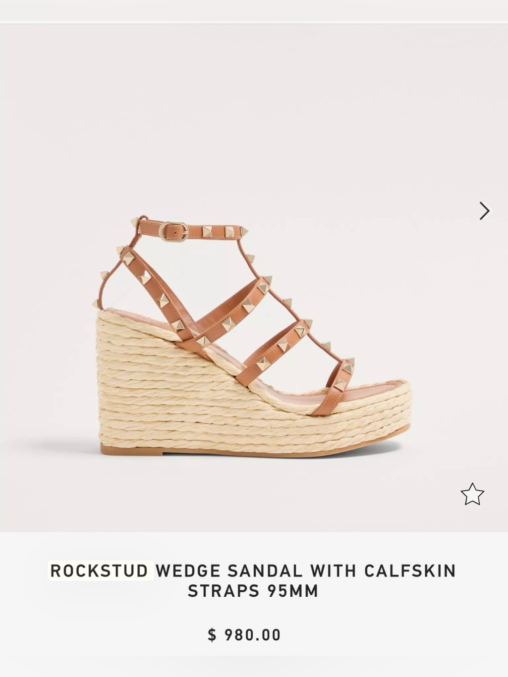 Valentino Tan Rockstud Espadrille Wedge Sandals